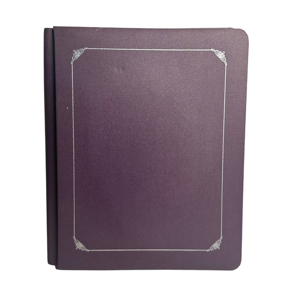 Creative Memories Scrapbook Purple Silver Filigree Trim Photo Album Book 7x10